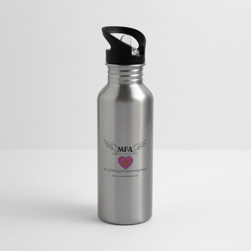 Trinkflasche mit Strohhalm - "MFA - HerzPflaster" - Best Buddy - Lightsilver