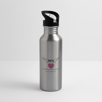 Trinkflasche mit Strohhalm - "MFA - HerzPflaster" - Best Buddy - Lightsilver