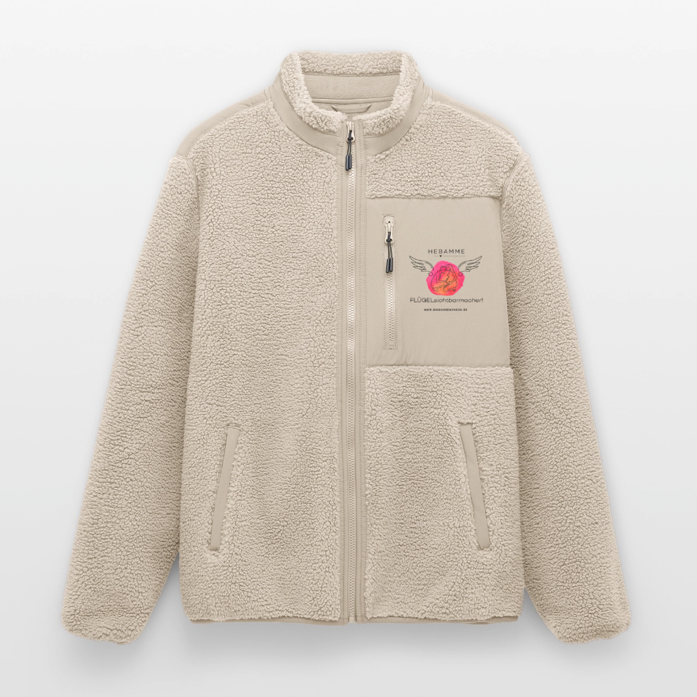 RELAXED FIT Unisex Sherpajacke "Hebamme" - Best Buddy - Beige