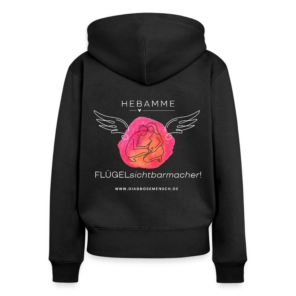 Frauen Premium Kapuzenjacke "Hebamm" - Best Buddy - Schwarz