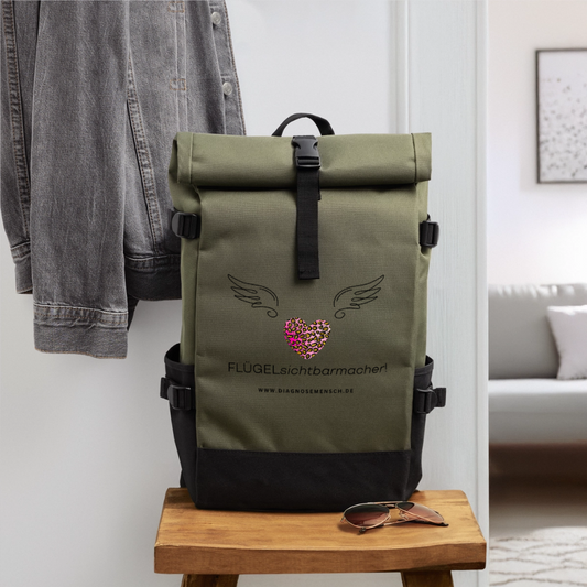Rolltop Rucksack "Engelsflügel" - Best Buddy - Olive/Schwarz