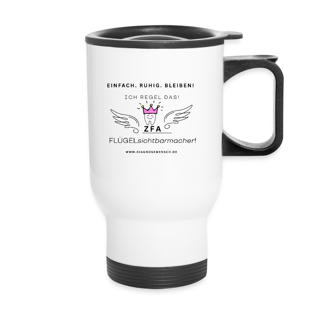 Thermobecher mit Tragegriff "ZFA" - Best Buddy - Weiß