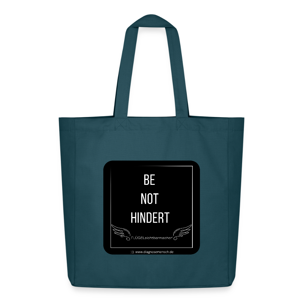 Midweight recycelter Stoffbeutel "BE NOT HINDERT - FLÜGELsichtbarmacher - Dunkles Petrol