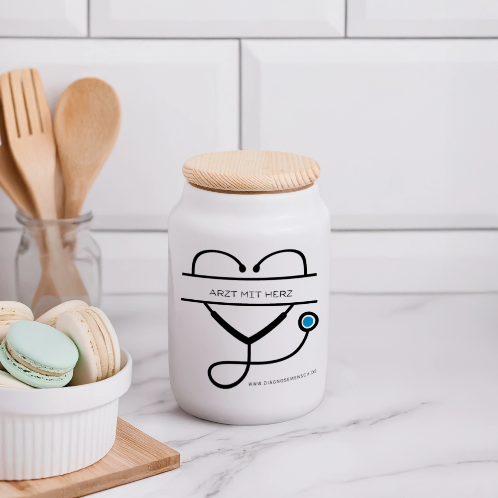 Keksdose mit Holzdeckel "Arzt mit Herz" - Best Buddy - Weiß