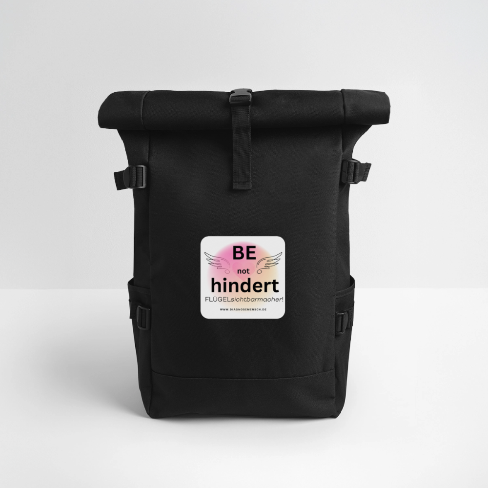 Rolltop Rucksack "BE not hindert" - FLÜGELsichtbarmacher - Schwarz