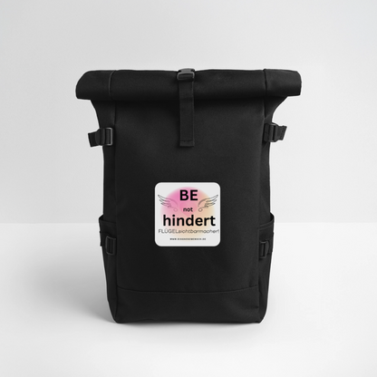Rolltop Rucksack "BE not hindert" - FLÜGELsichtbarmacher - Schwarz