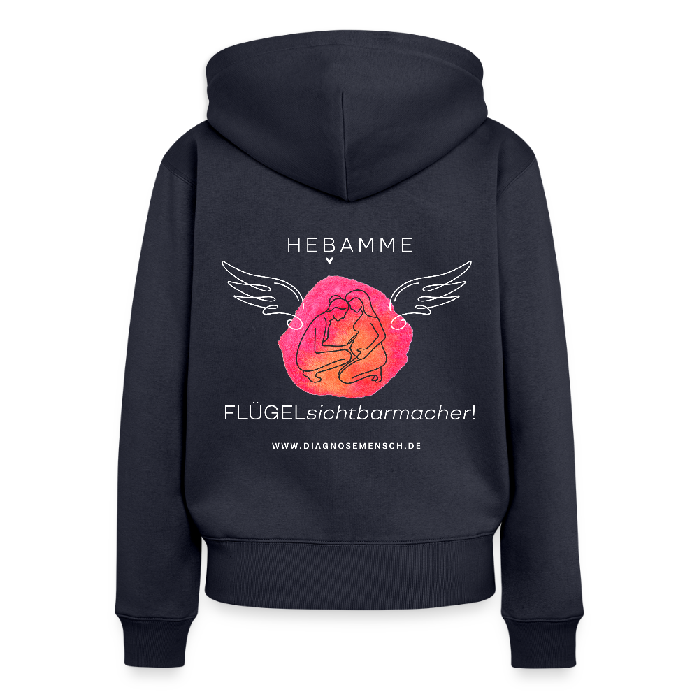 Frauen Premium Kapuzenjacke "Hebamm" - Best Buddy - Navy