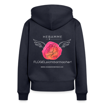 Frauen Premium Kapuzenjacke "Hebamm" - Best Buddy - Navy