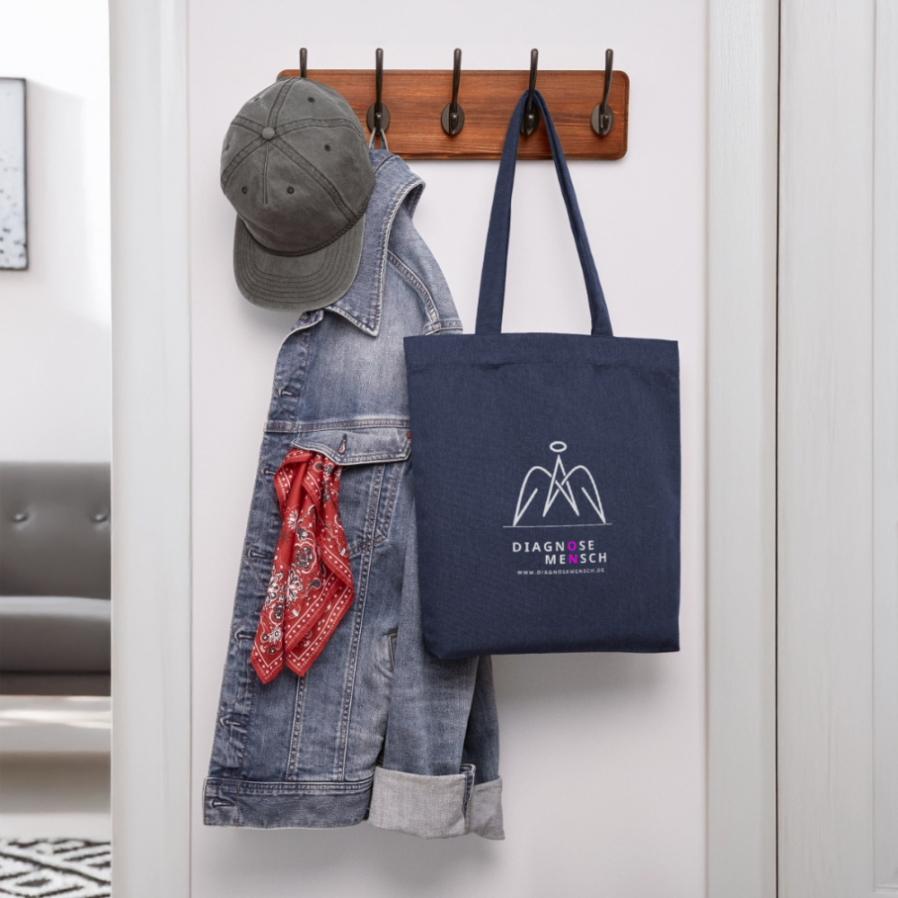 Recycelter Heavyweight Stoffbeutel "Diagnose Mensch" - ON - melange Blue