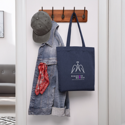 Recycelter Heavyweight Stoffbeutel "Diagnose Mensch" - ON - melange Blue