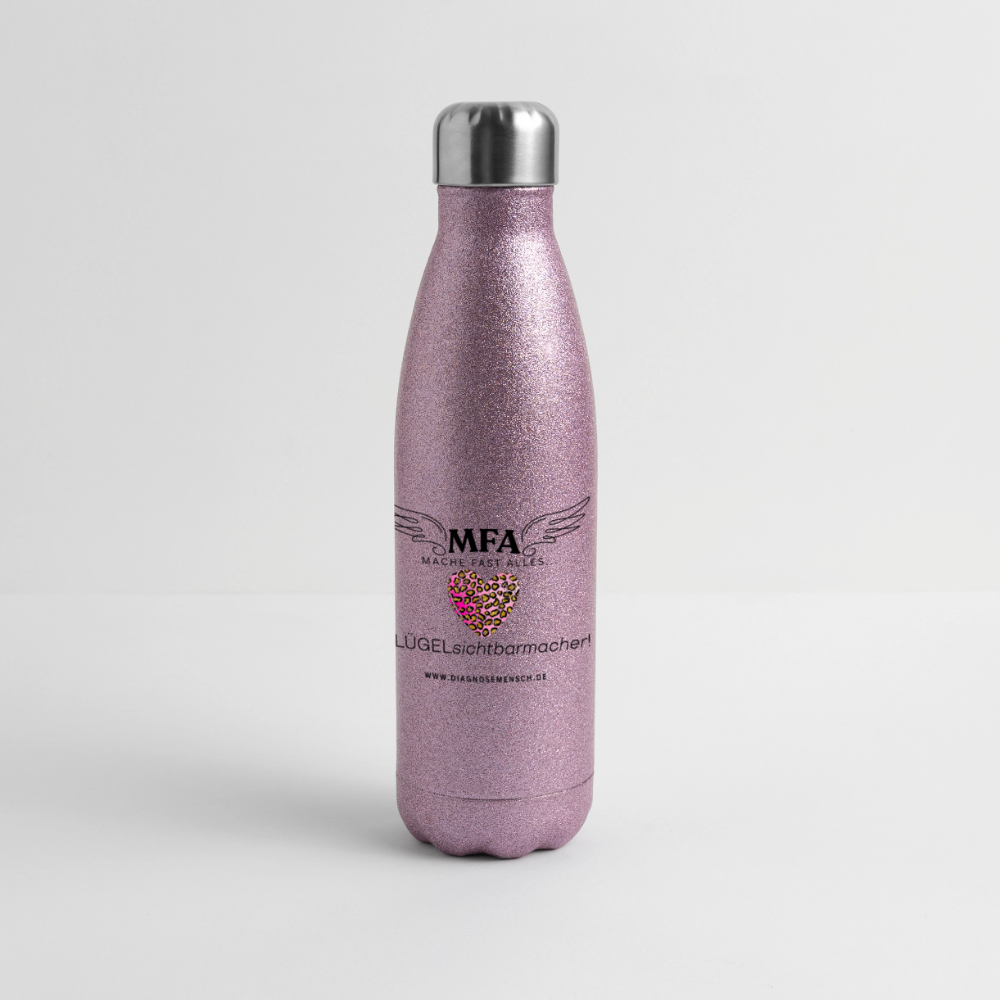 Glitzer Edelstahl Thermosflasche "MFA Leo" - Best Buddy - Pink Glitzer