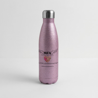 Glitzer Edelstahl Thermosflasche "MFA Leo" - Best Buddy - Pink Glitzer