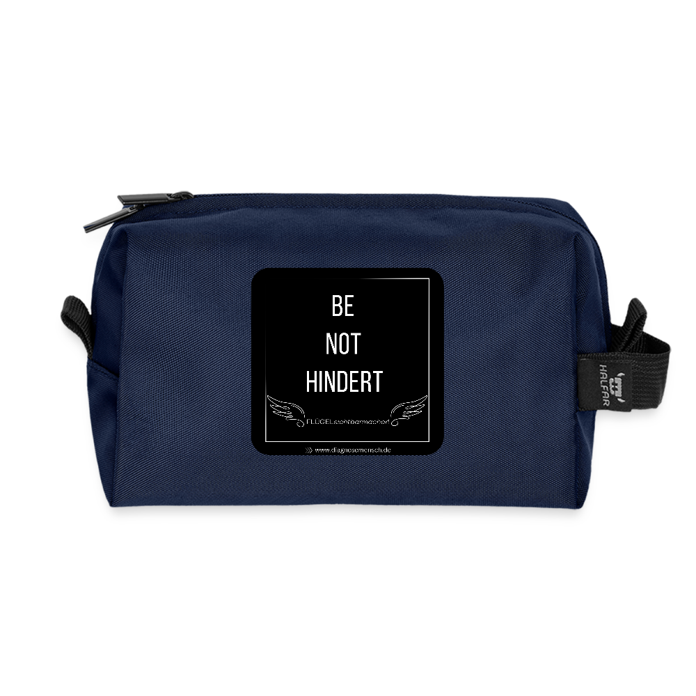Recycelte Kulturtasche "BE NOT HINDER" - FLÜGELsichtbarmacher - Navy