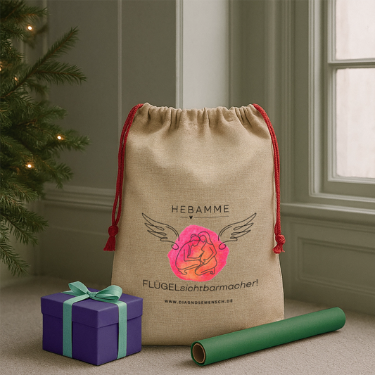 Jute Weihnachtssack "Hebamme" - Best Buddy - Beige