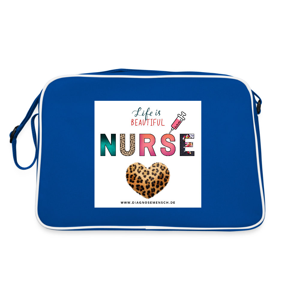 Retro Tasche "Nurse" - Best Buddy - Blau/Weiß