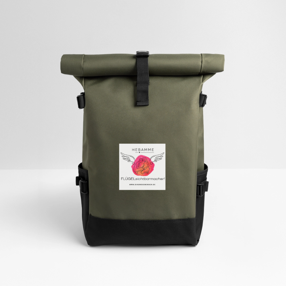 Rolltop Rucksack "Hebamme" - Best Buddy - Olive/Schwarz