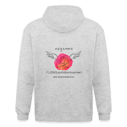 Unisex Heavyweight Kapuzenjacke "Hebamme" - Best Buddy - Weiß meliert