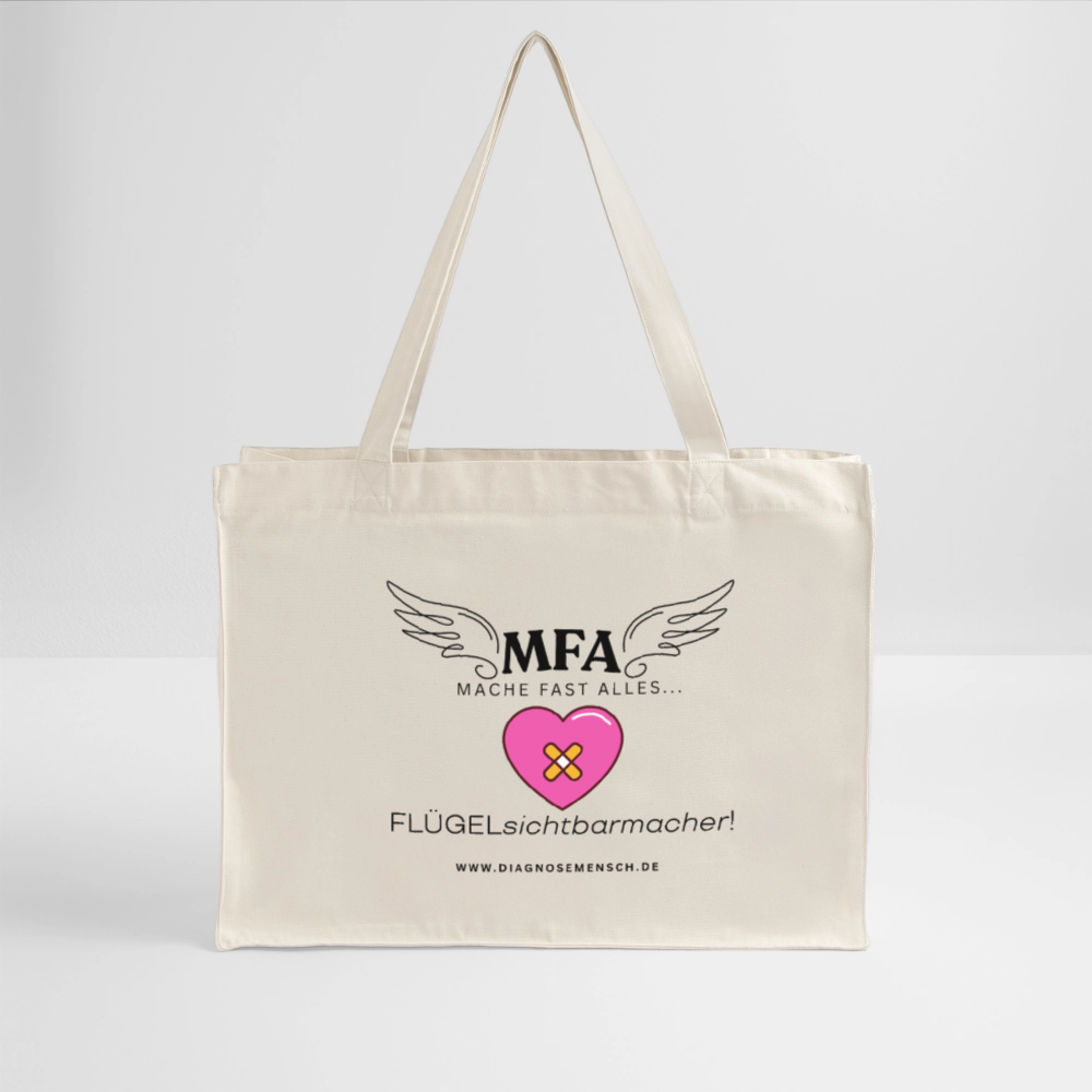 Shopping Bag XXL recycelt "MFA HerzPflaster" - Best Buddy - Naturweiß