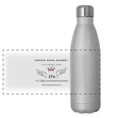 Glitzer Edelstahl Thermosflasche "ZFA" - Best Buddy - Sliber Glitzer