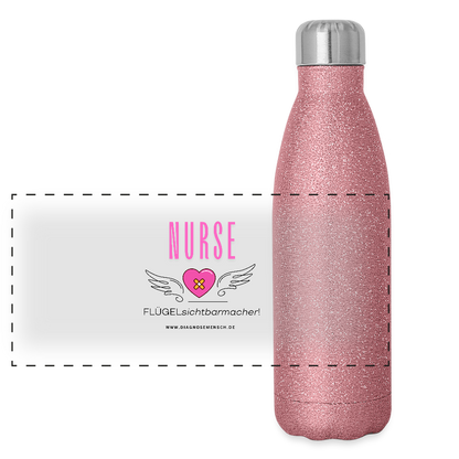 Glitzer Edelstahl Thermosflasche "MFA" - Best Buddy - Pink Glitzer