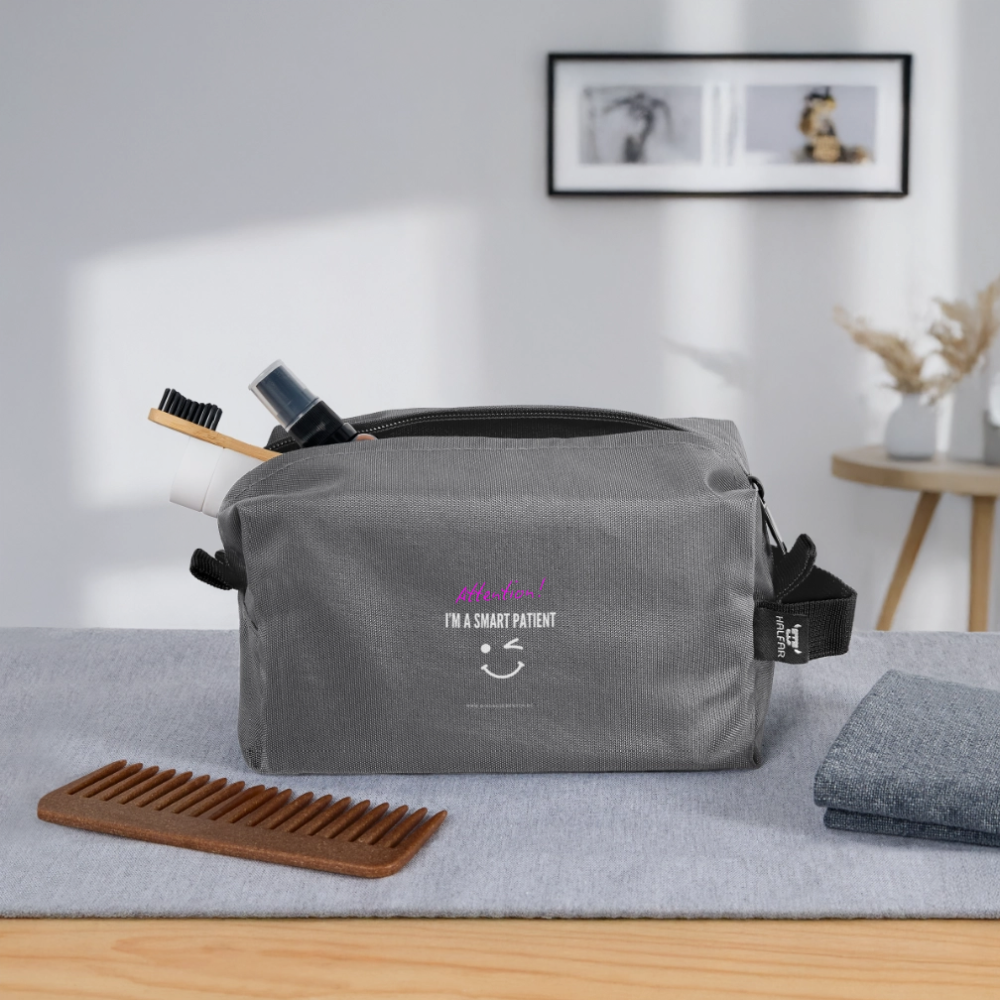 Recycelte Kulturtasche "I'm a smart patient" - Funny - Anthrazit
