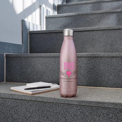 Glitzer Edelstahl Thermosflasche "MFA" - Best Buddy - Pink Glitzer