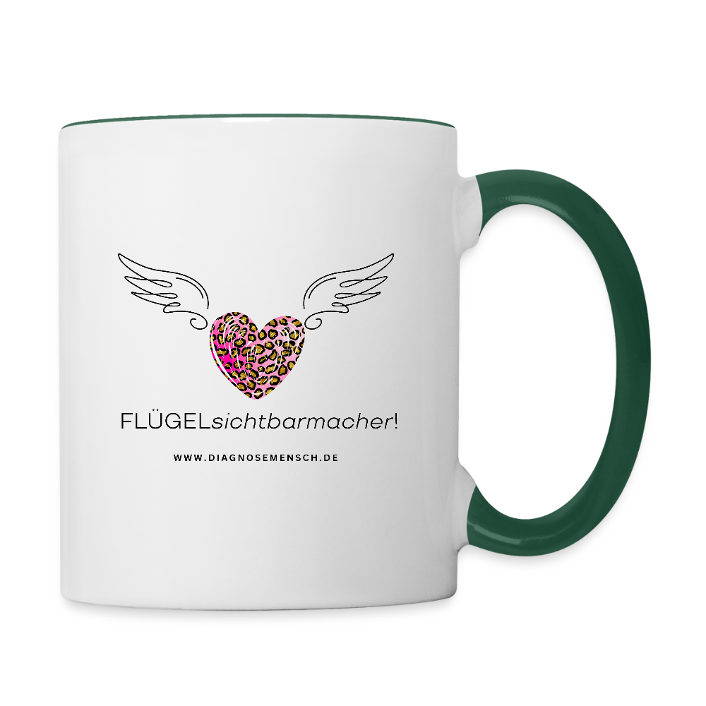 Tasse zweifarbig "FLÜGELsichtbarmacher" - Best Buddy - Weiß/Dunkelgrün