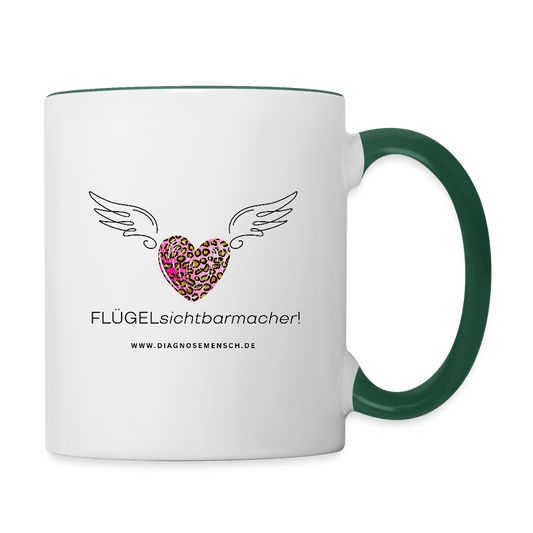 Tasse zweifarbig "FLÜGELsichtbarmacher" - Best Buddy - Weiß/Dunkelgrün