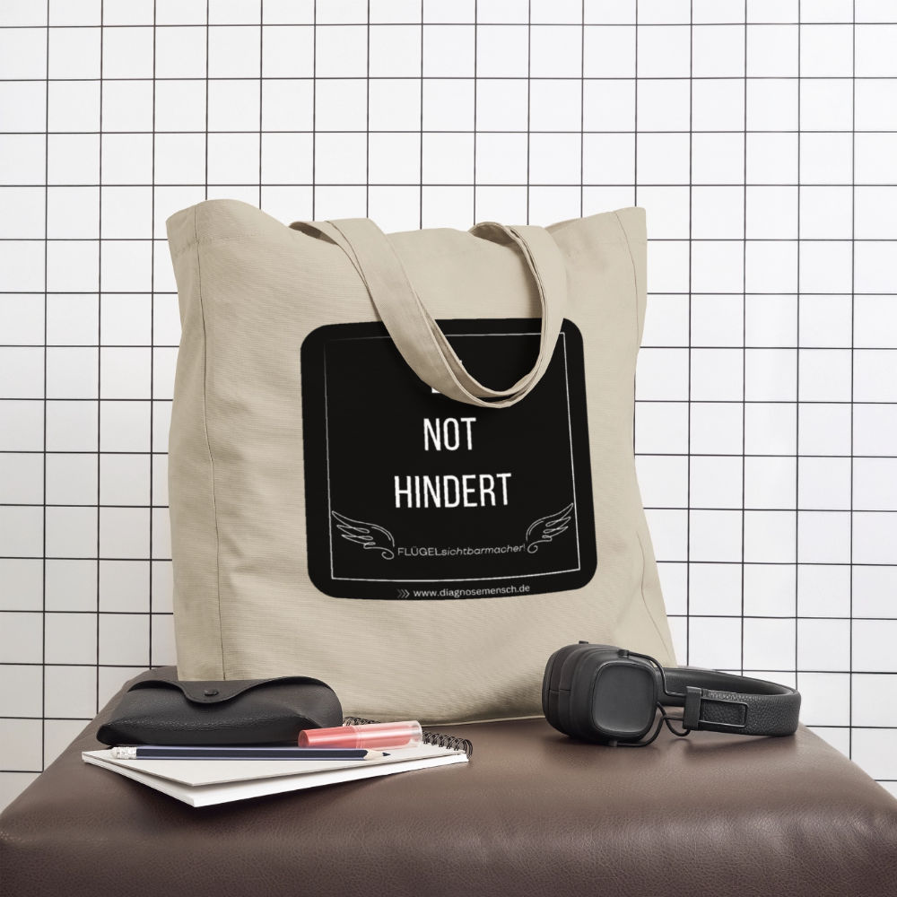 Midweight recycelter Stoffbeutel "BE NOT HINDERT - FLÜGELsichtbarmacher - Cremebeige