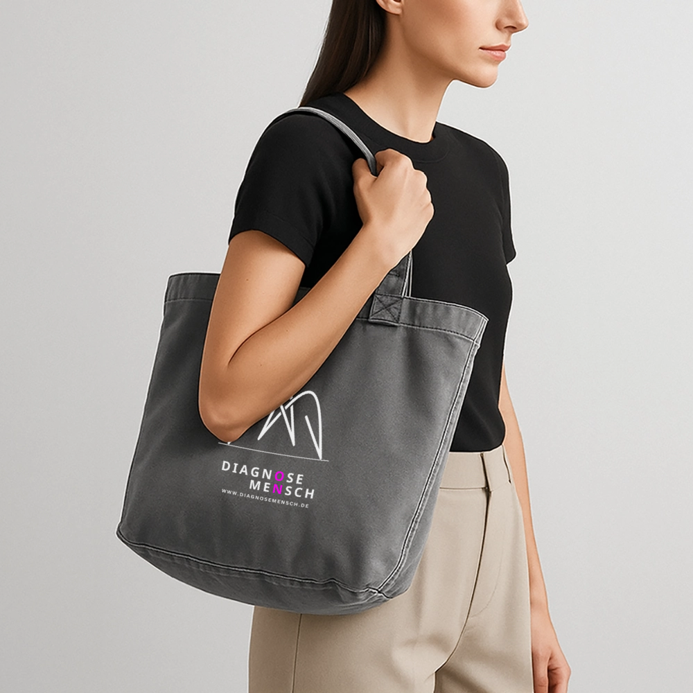 Vintage-Washed Shopper "Diagnose Mensch" - ON - Vintage Schwarz