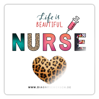 Sticker "Nurse" -Best Buddy - Weiß glänzend