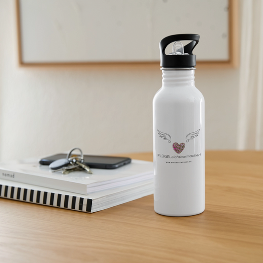 Trinkflasche mit integriertem Strohhalm "Flügel" Best Buddy - Weiß