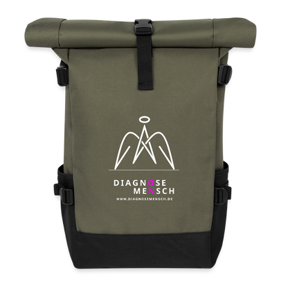 Rolltop Rucksack "Diagnose Mensch" - ON - Olive/Schwarz