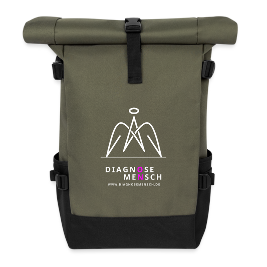 Rolltop Rucksack "Diagnose Mensch" - ON - Olive/Schwarz