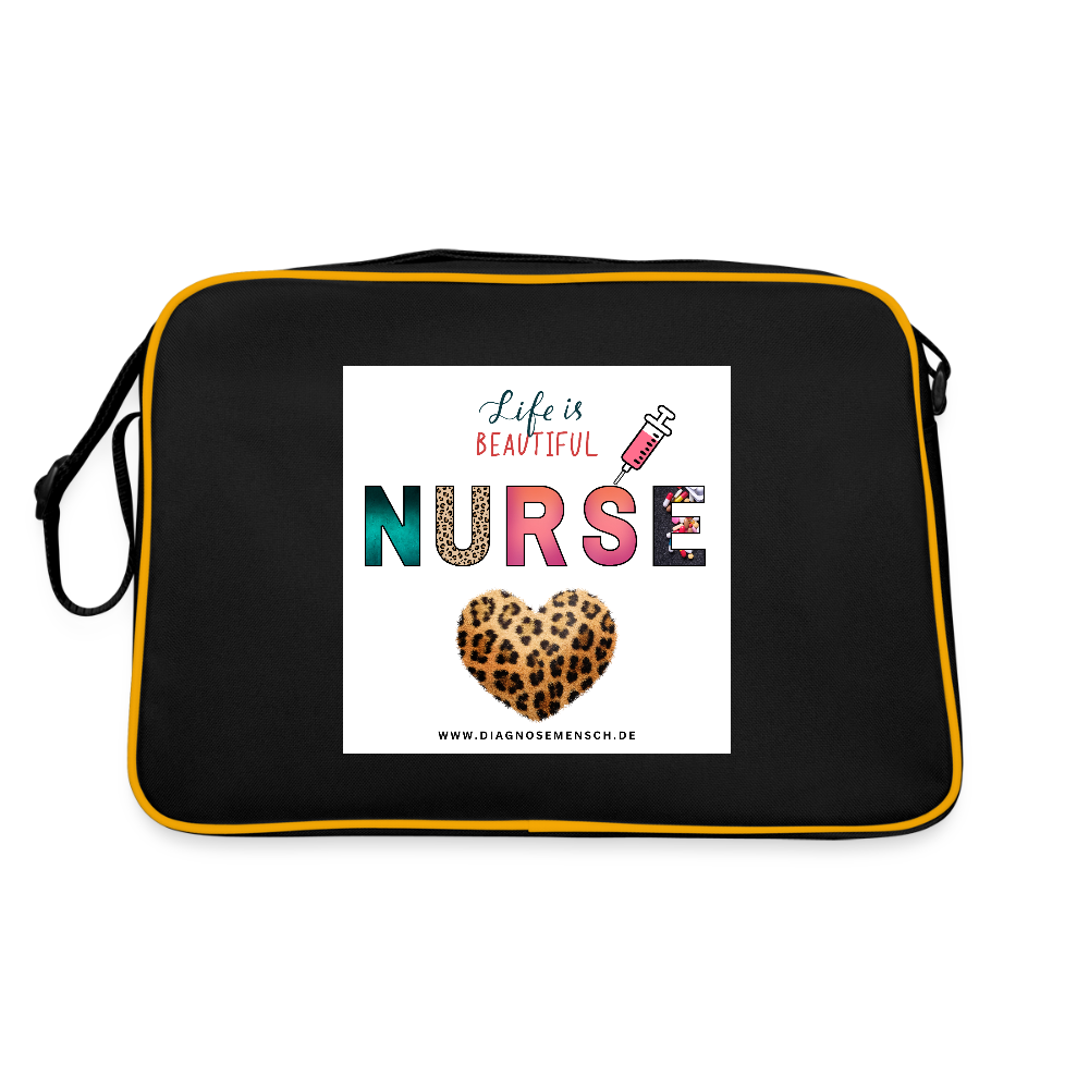 Retro Tasche "Nurse" - Best Buddy - Schwarz/Gold