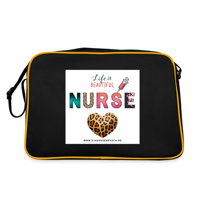 Retro Tasche "Nurse" - Best Buddy - Schwarz/Gold