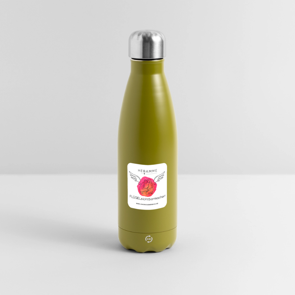 Thermosflasche 500 ml "Hebamme" - FLÜGELsichtbarmacher - Olivgrün 