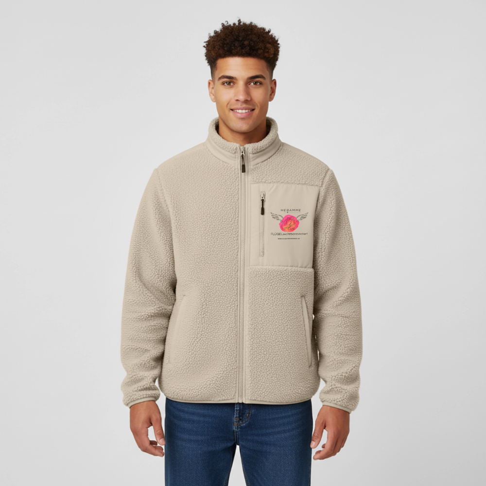 RELAXED FIT Unisex Sherpajacke "Hebamme" - Best Buddy - Beige
