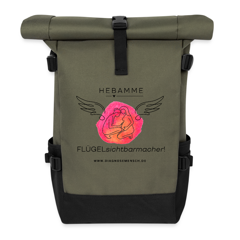 Rolltop Rucksack "Hebamme" - Best Buddy - Olive/Schwarz