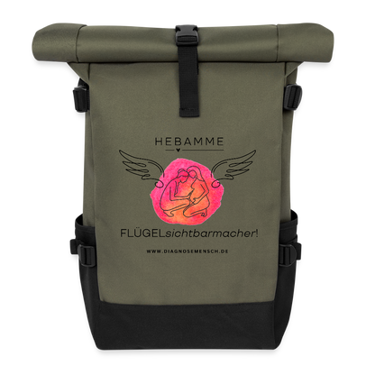 Rolltop Rucksack "Hebamme" - Best Buddy - Olive/Schwarz