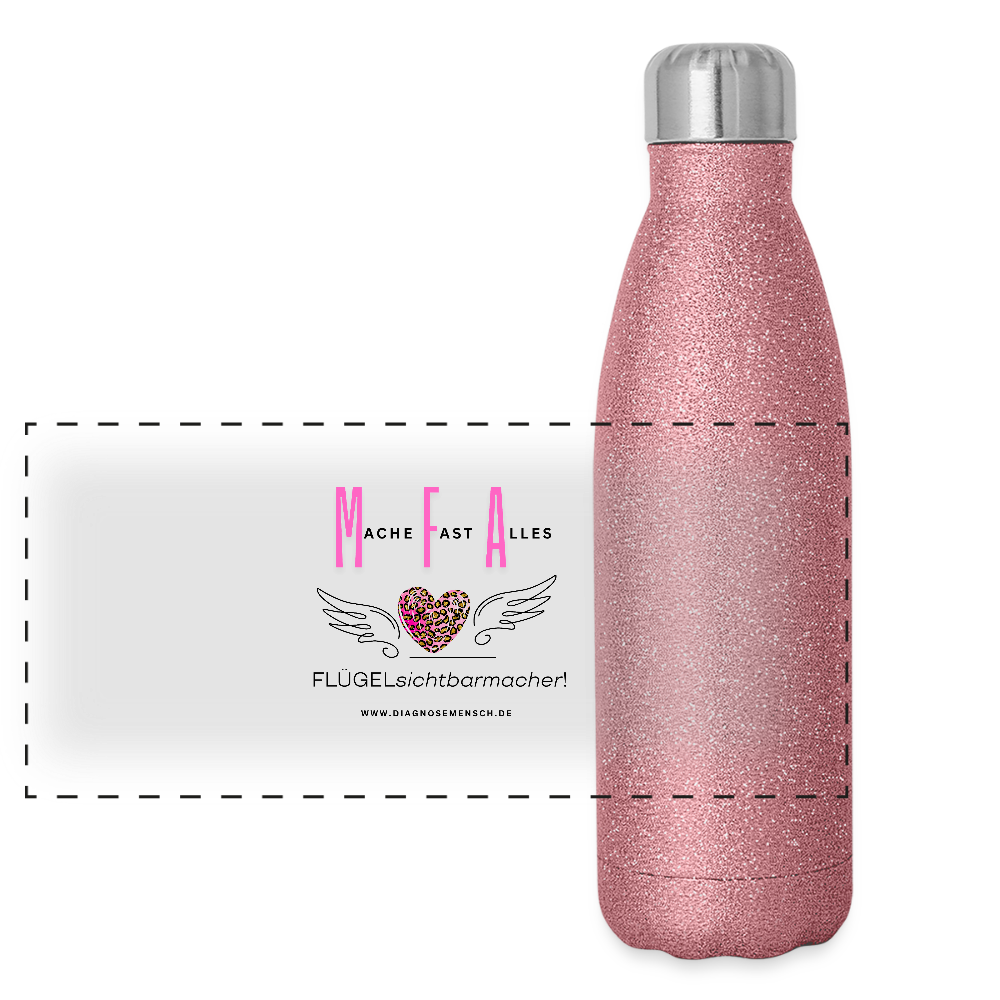 Glitzer Edelstahl Thermosflasche "MFA" - Best Buddy - Pink Glitzer
