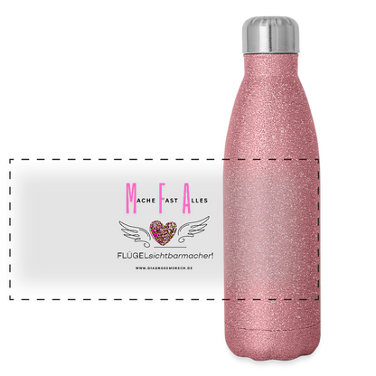 Glitzer Edelstahl Thermosflasche "MFA" - Best Buddy - Pink Glitzer