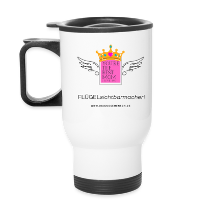 Thermobecher mit Tragegriff "Flügel Mom" - Best Buddy - Weiß