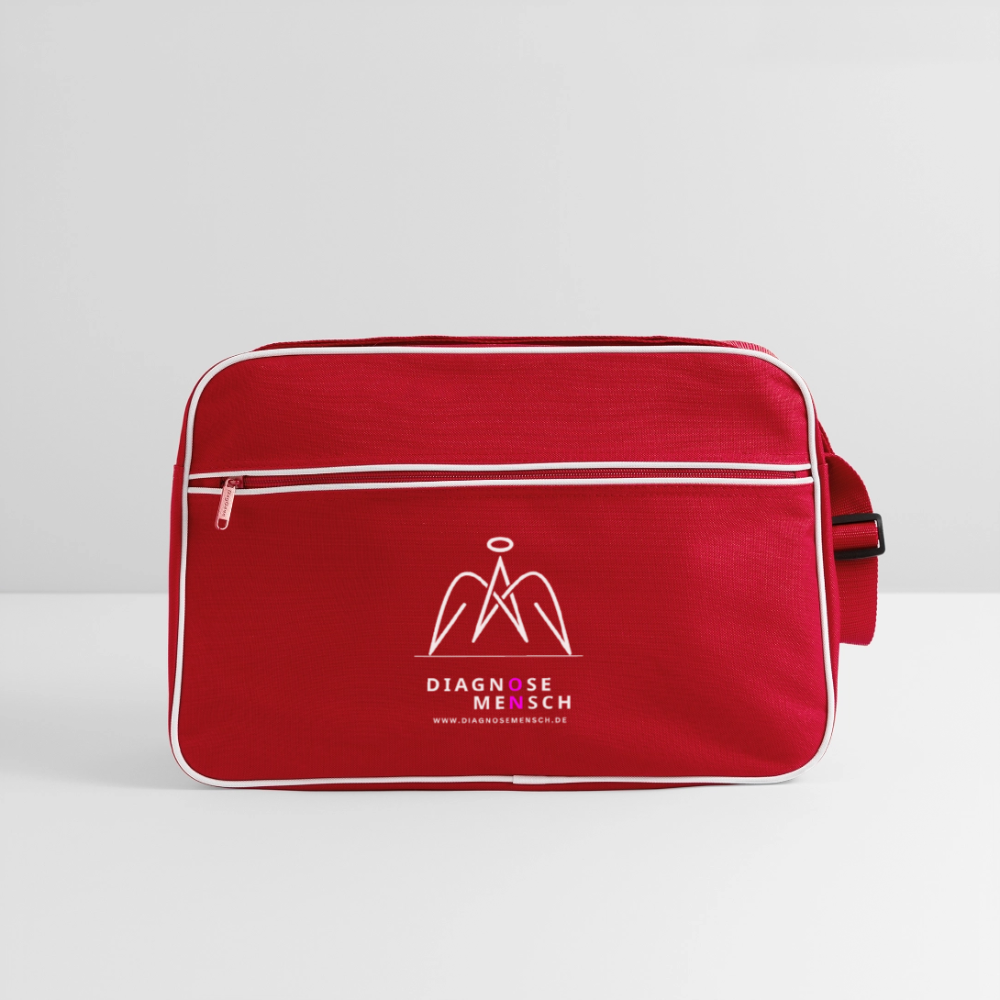 Retro Tasche "Diagnose Mensch - ON" - Rot/Weiß