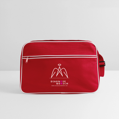 Retro Tasche "Diagnose Mensch - ON" - Rot/Weiß