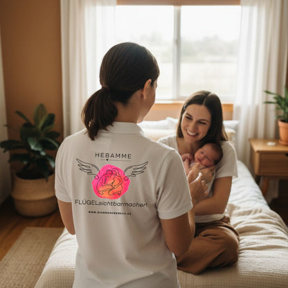 Frauen 🍃Premium Bio Polo Shirt "Hebamme"  - Best Buddy